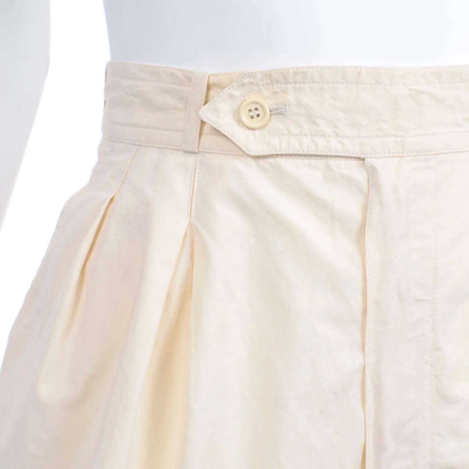 1980s Yves Saint Laurent Cream High Waisted Pants w Cargo Pockets