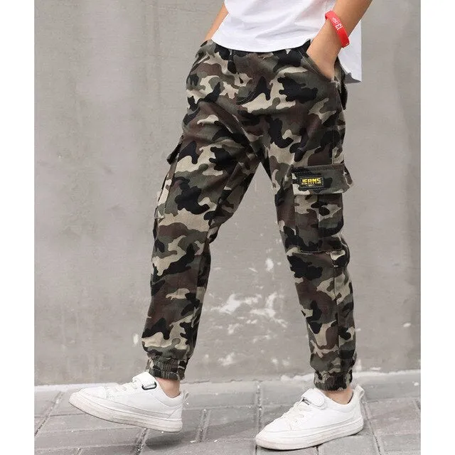 2020 Boys Camouflage Joggers Casual Cargo Pants