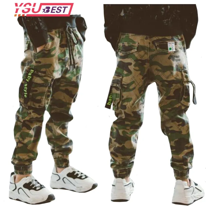 2020 Boys Camouflage Joggers Casual Cargo Pants