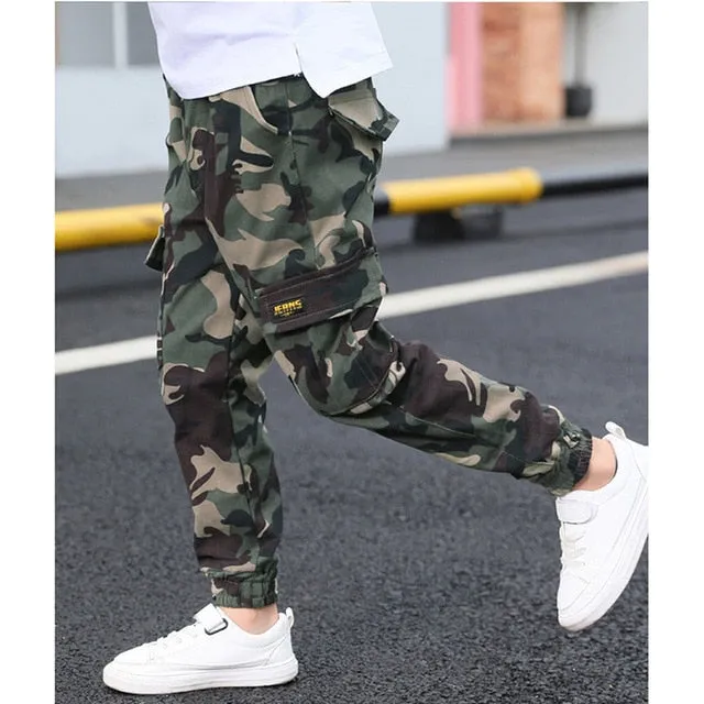 2020 Boys Camouflage Joggers Casual Cargo Pants