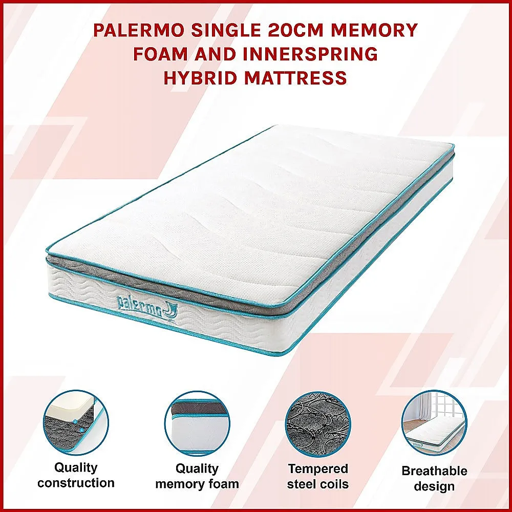 20cm Hybrid Memory Foam/Innerspring Medium-Firm Mattress, Single