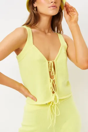 Abbot Cashmere Tie Top - Citronella