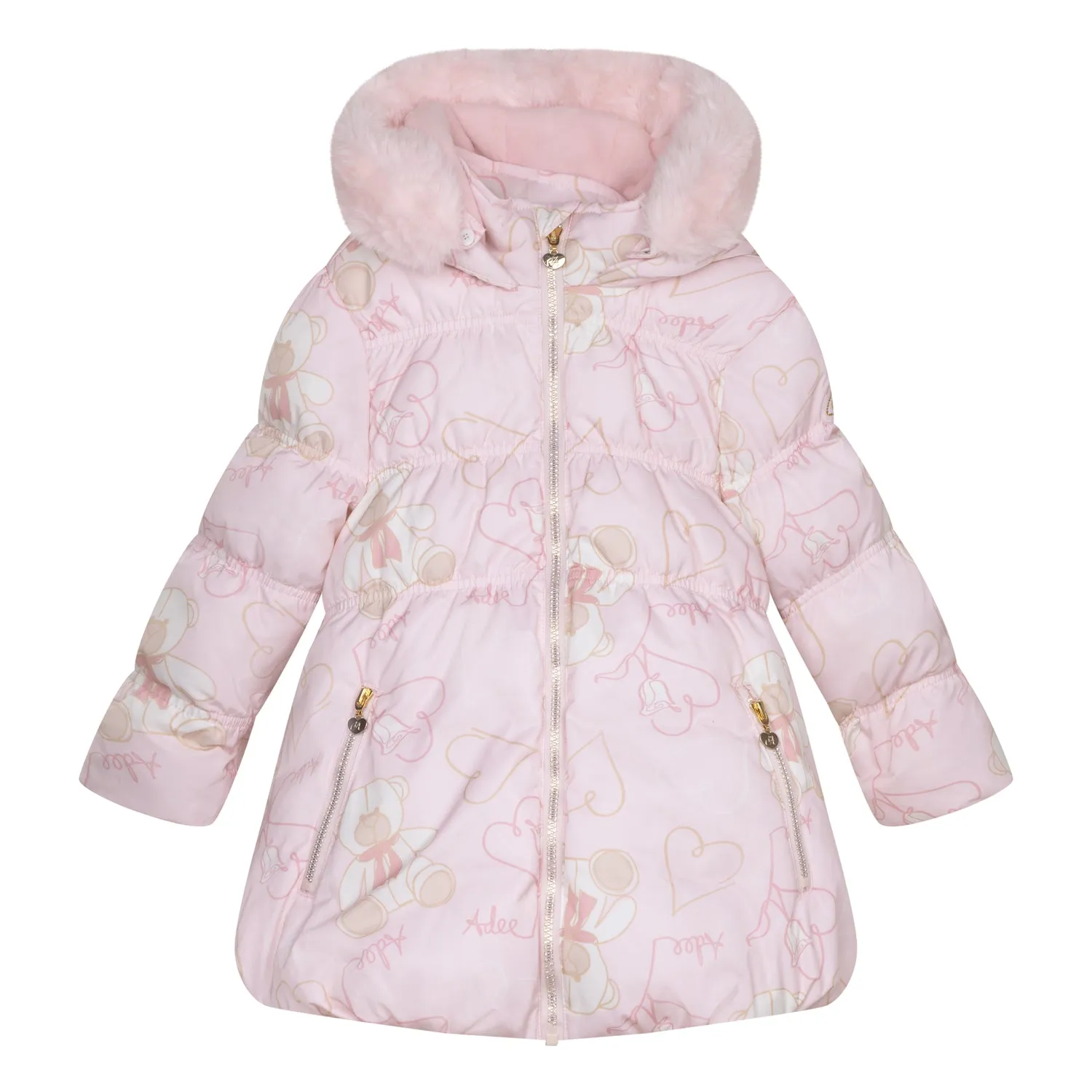 A'Dee - Stella faux fur hooded teddy print jacket