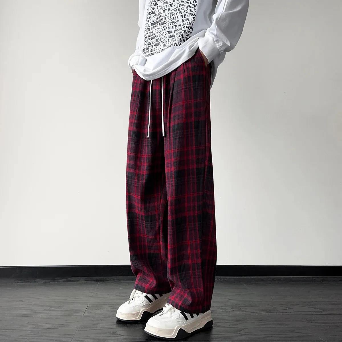 Aidase New Men's Jogger Plaid Sweatpants Men Harajuku Oversized Streetwear Y2k Hip Hop Wide Leg Baggy Harem Long Trousers Cargo Pants