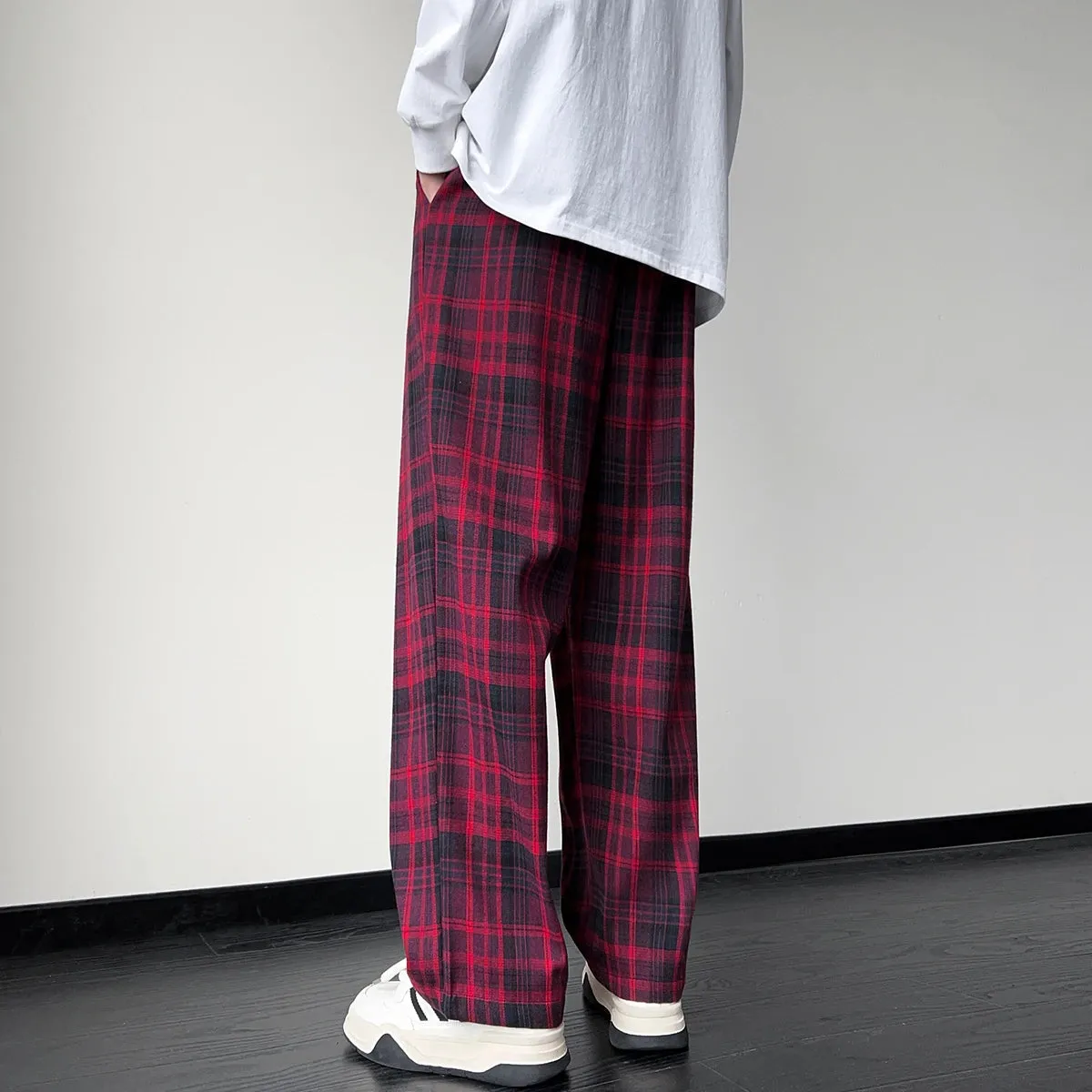 Aidase New Men's Jogger Plaid Sweatpants Men Harajuku Oversized Streetwear Y2k Hip Hop Wide Leg Baggy Harem Long Trousers Cargo Pants