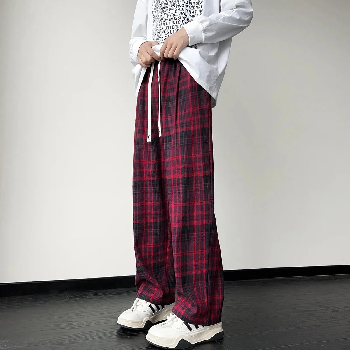 Aidase New Men's Jogger Plaid Sweatpants Men Harajuku Oversized Streetwear Y2k Hip Hop Wide Leg Baggy Harem Long Trousers Cargo Pants