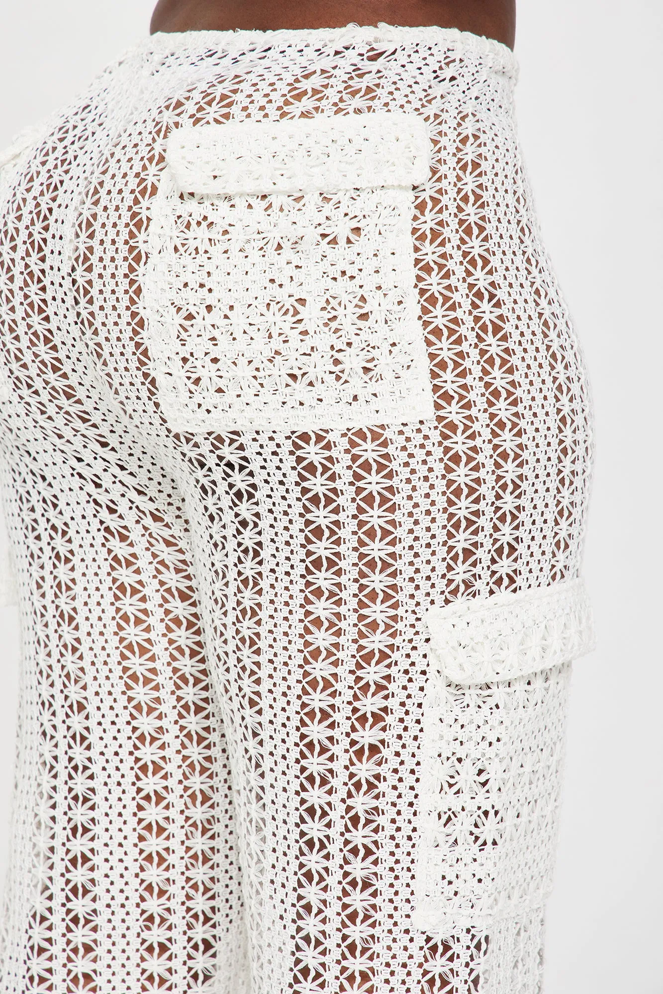 Alora Crochet Cover Up Cargo Pants - Ivory