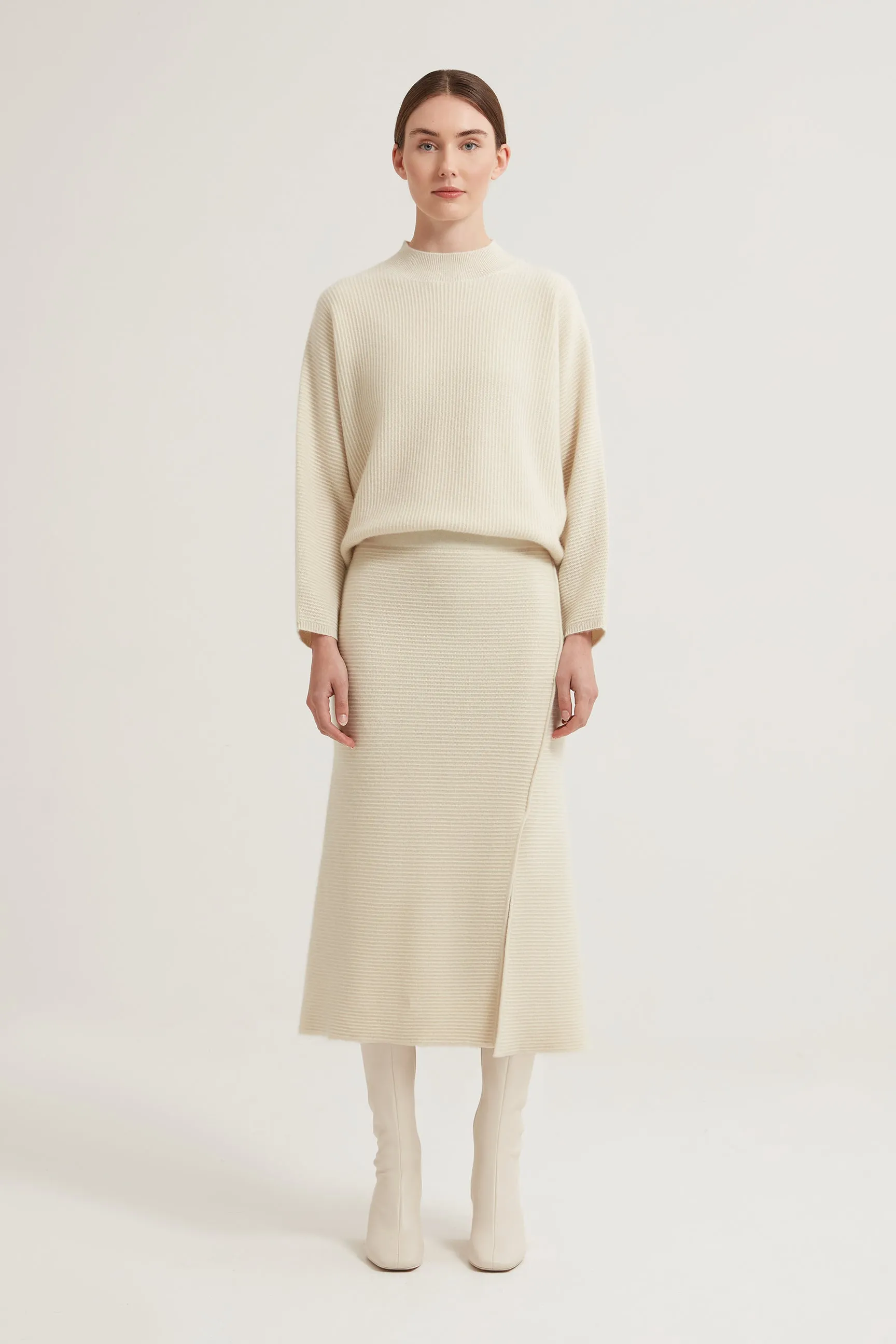 Anette Ribbed Cashmere Skirt