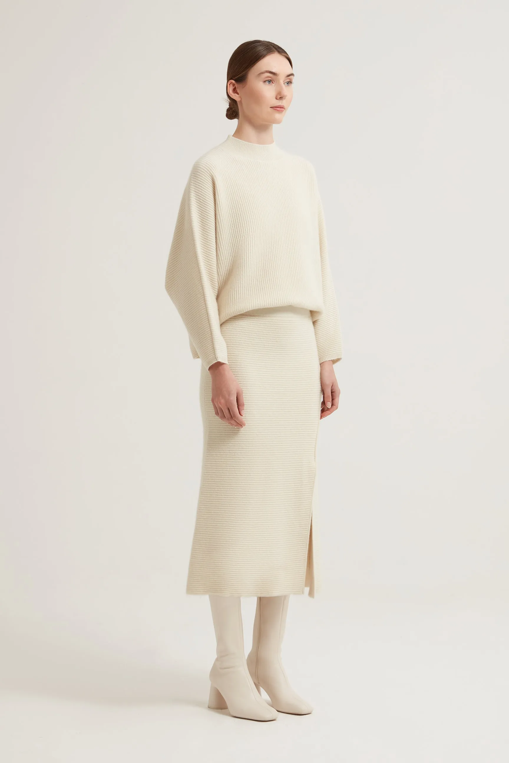 Anette Ribbed Cashmere Skirt