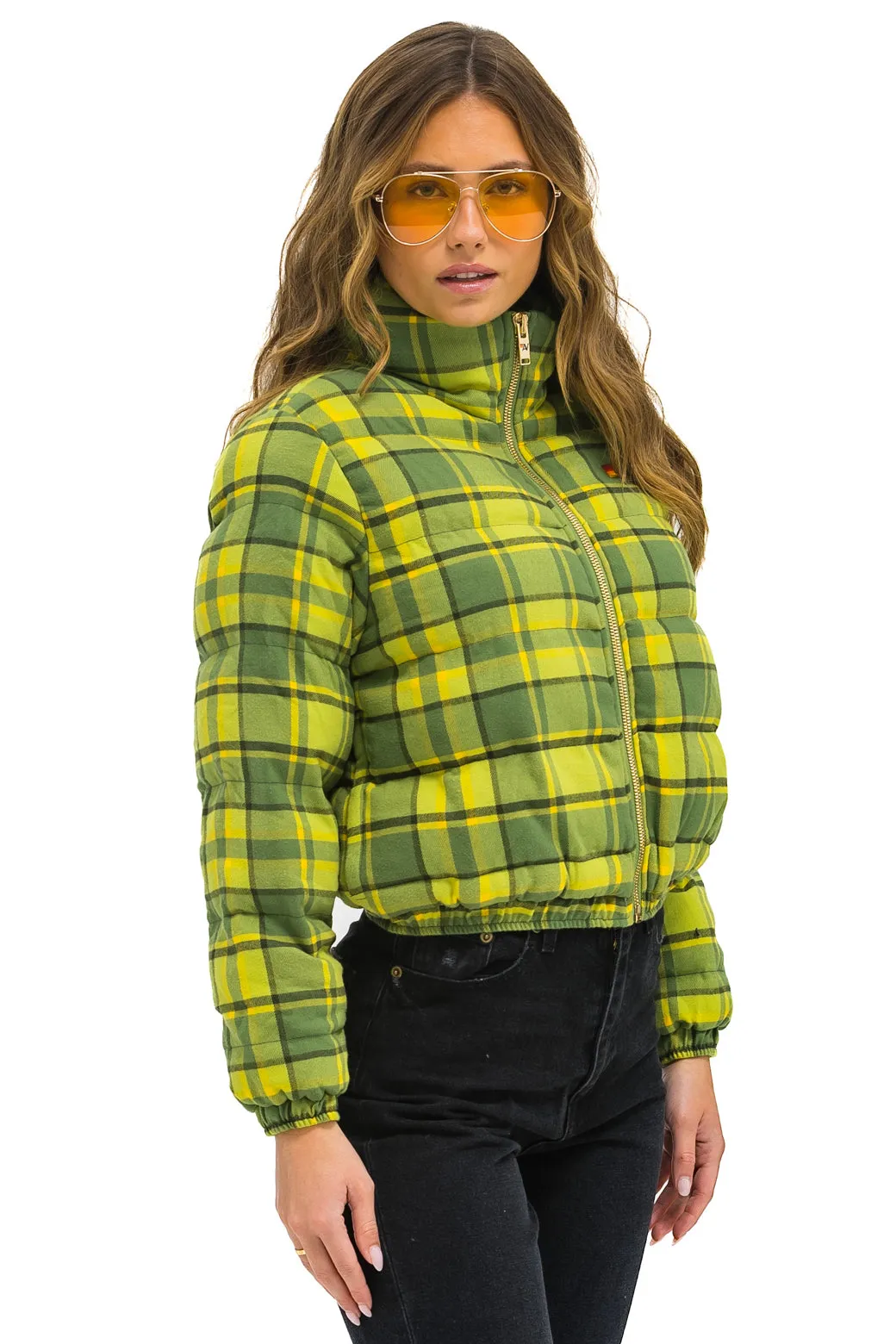 APRES PLAID PUFFER JACKET - AVOCADO PLAID