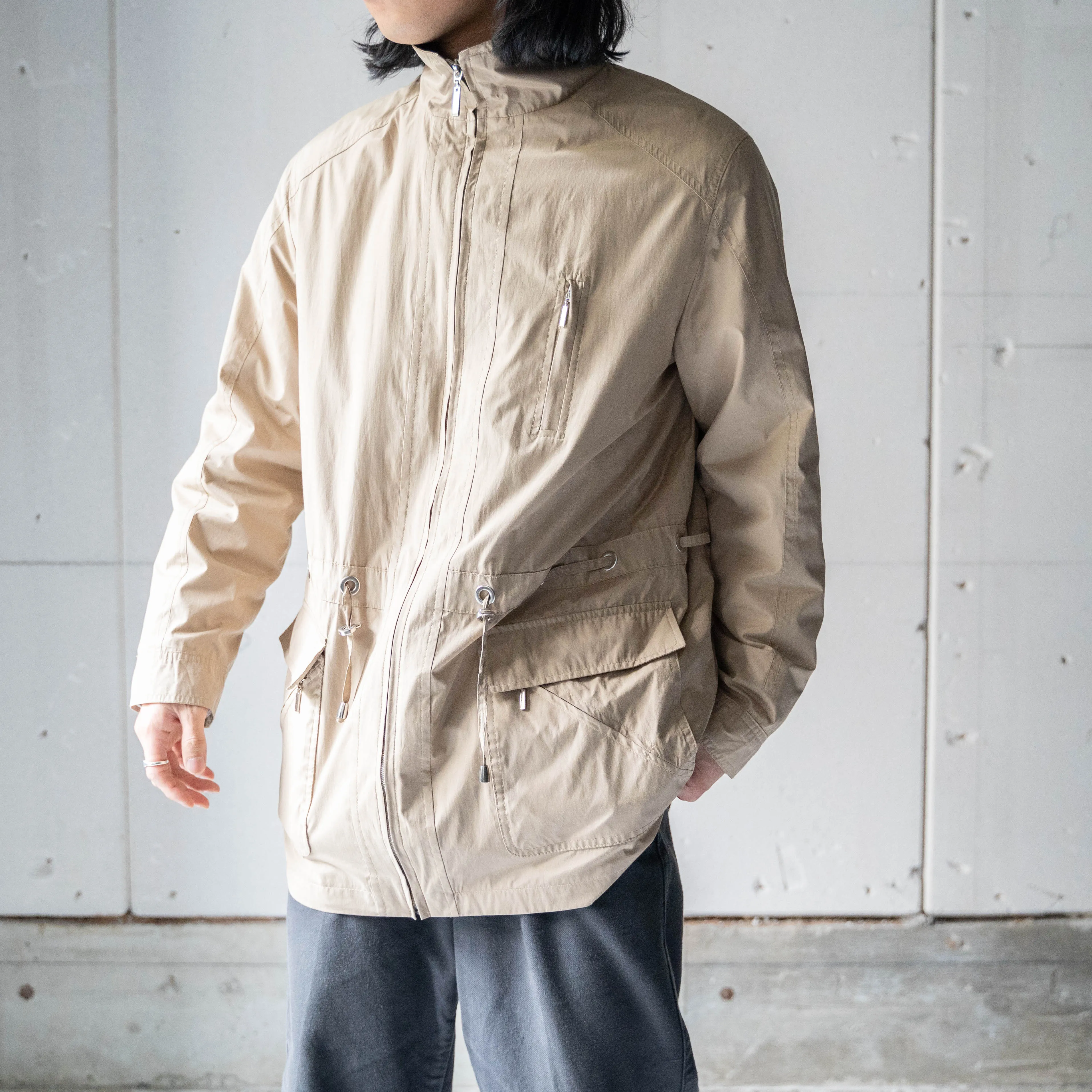 around 1990s beige color design nylon half coat