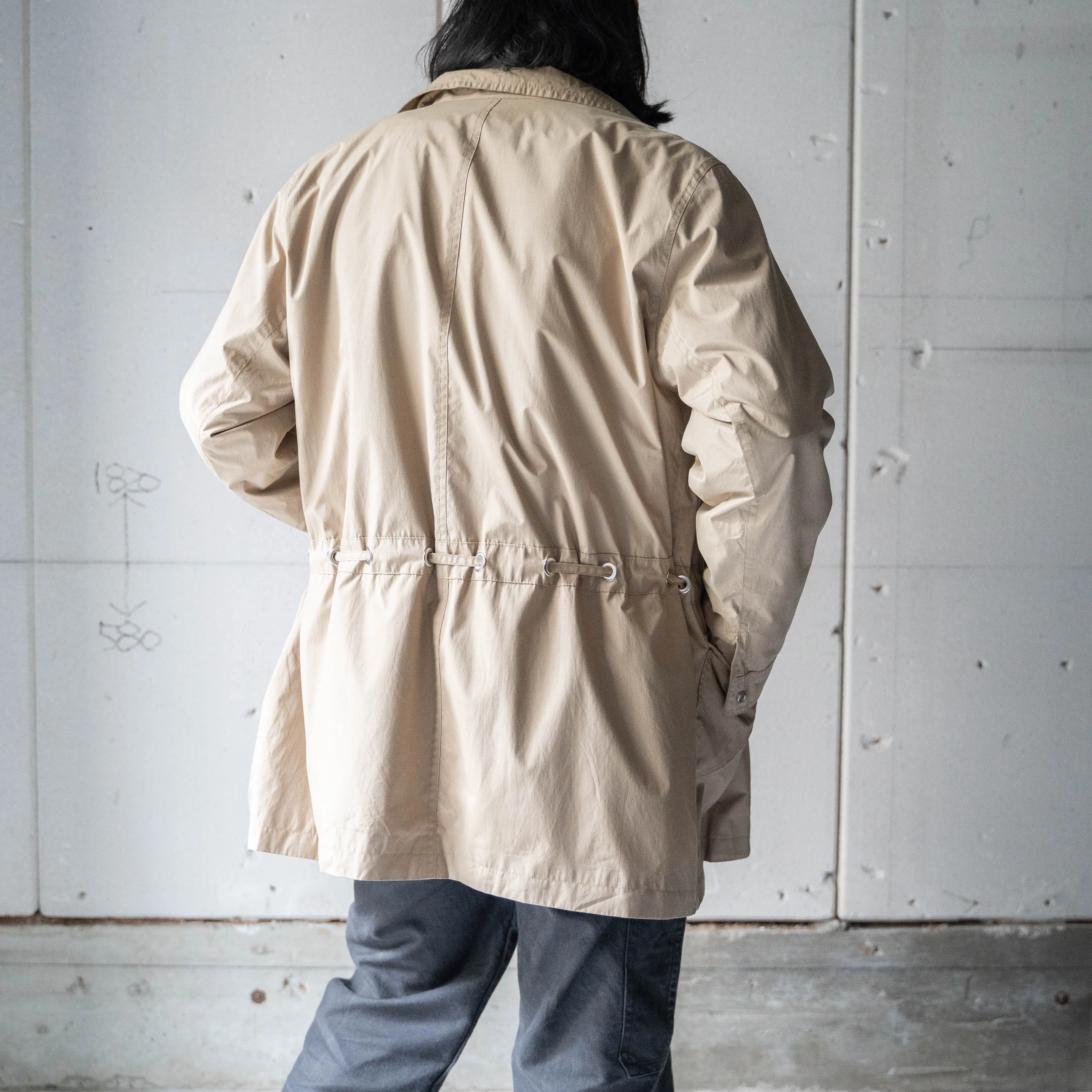 around 1990s beige color design nylon half coat