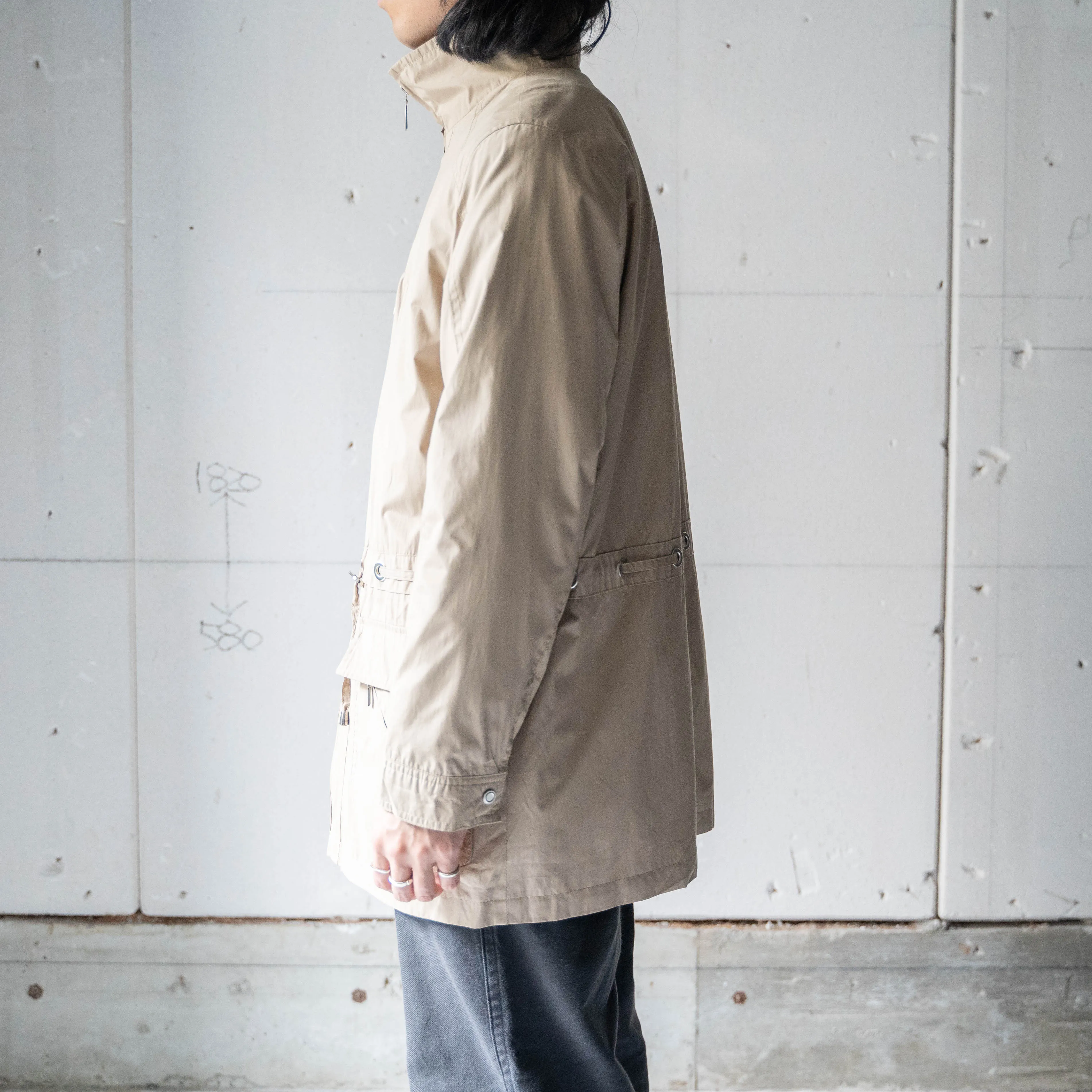 around 1990s beige color design nylon half coat