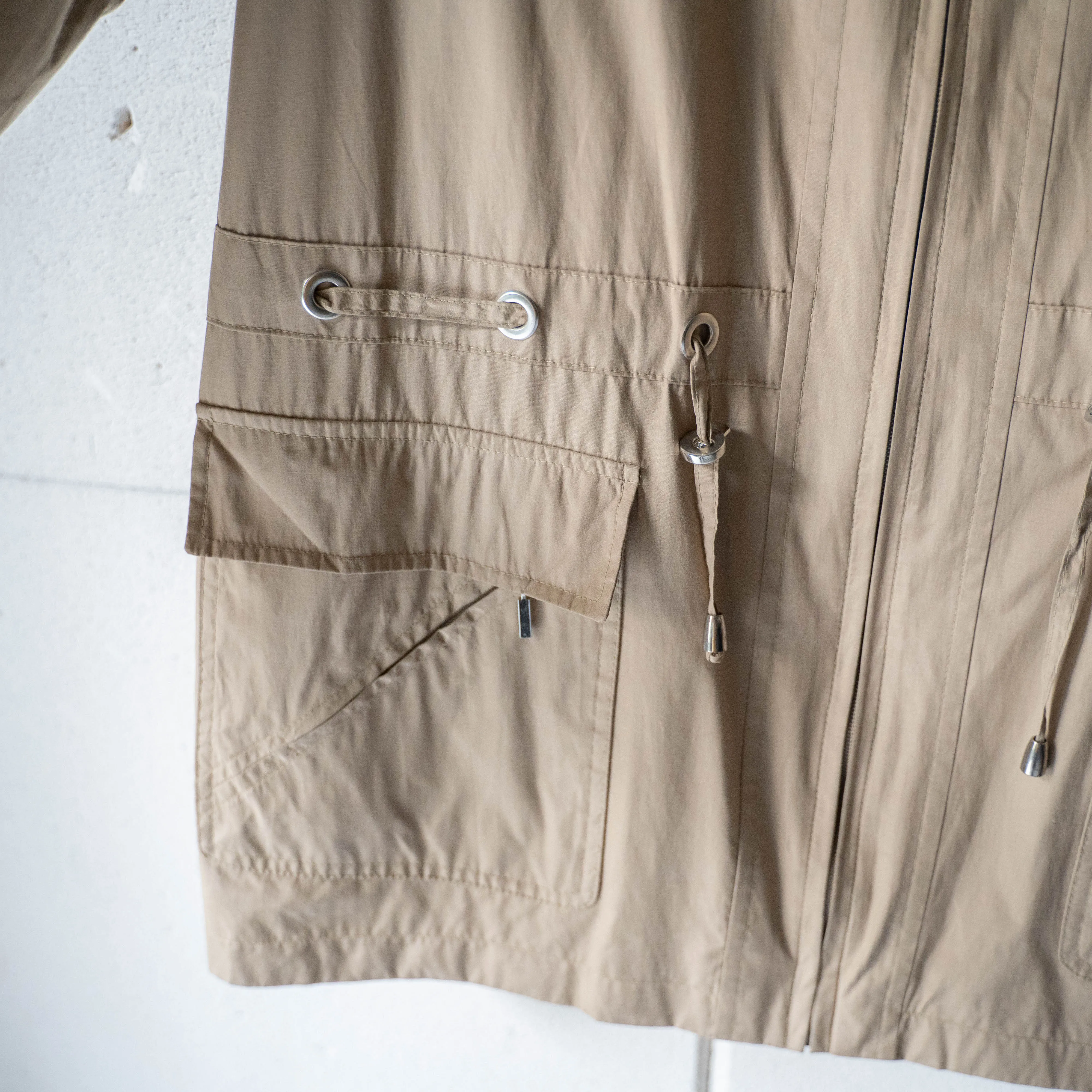 around 1990s beige color design nylon half coat