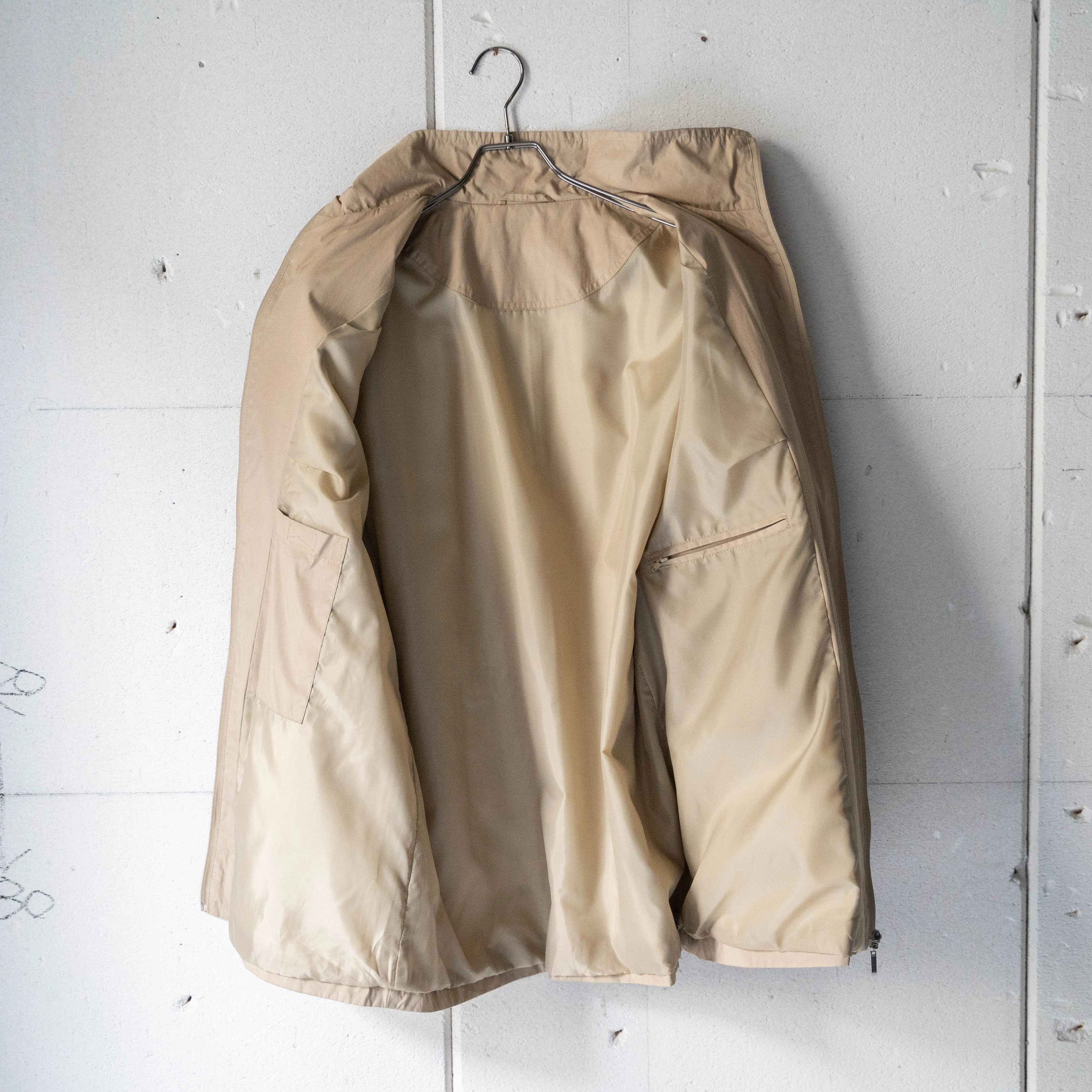 around 1990s beige color design nylon half coat