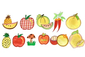 Assorted Fruits, Iron-on Patches (Sizes Vary)