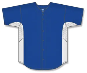 Athletic Knit Full Button Softball Jersey With Contrast Mesh Inserts