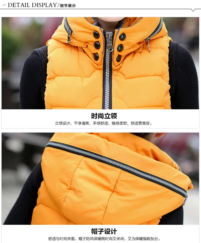 Autumn Winter Hooded Long Vest PufferJacket