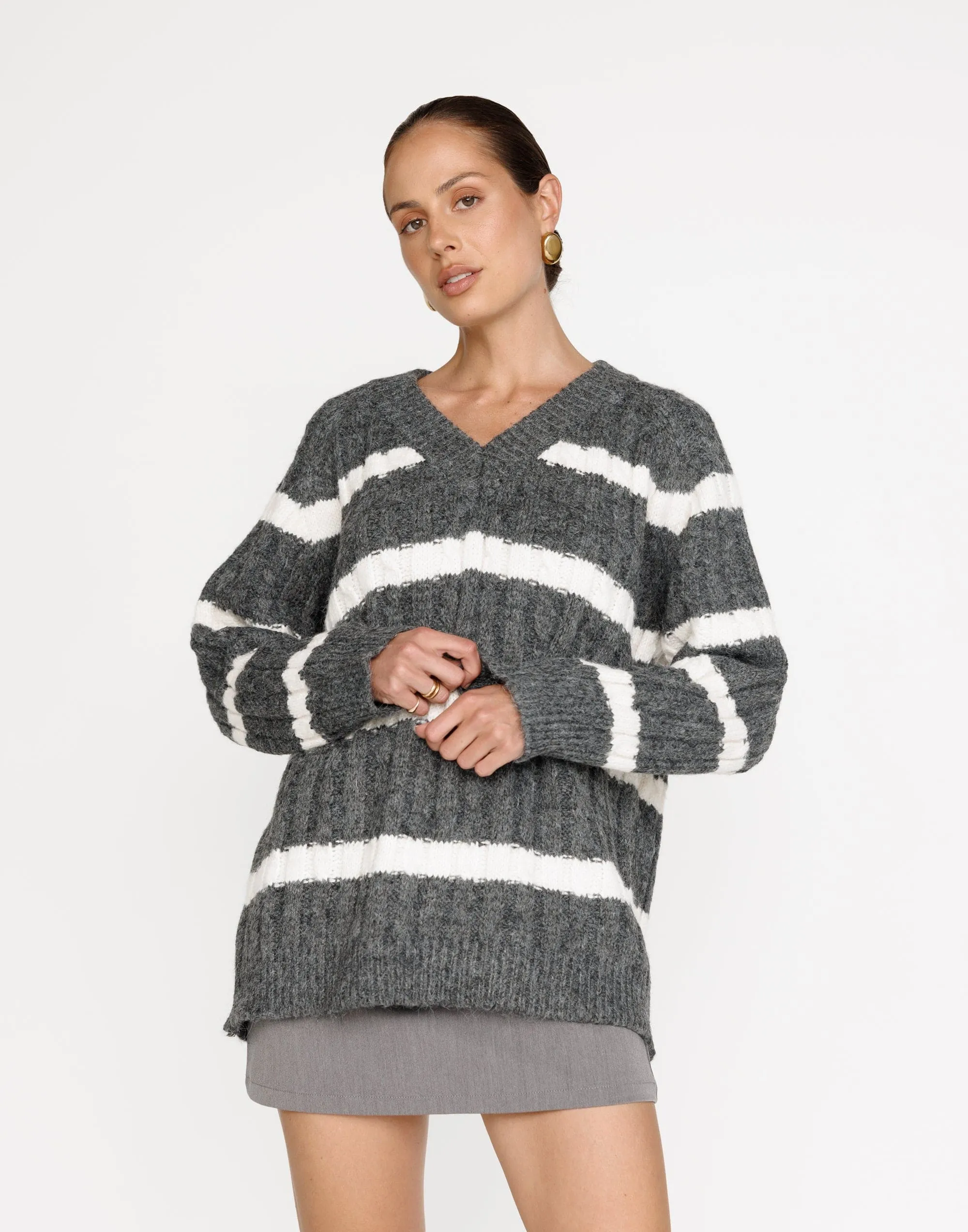 Baely Knit Jumper (Slate Stripe)