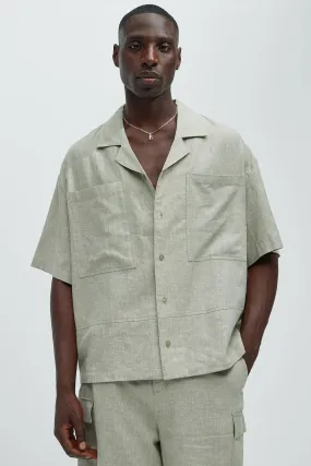 Bahamas Linen Cuban Shirt - Green