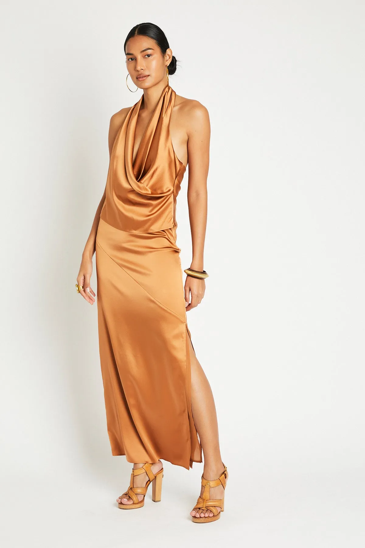   Beryll Naomi Silk Skirt | Copper