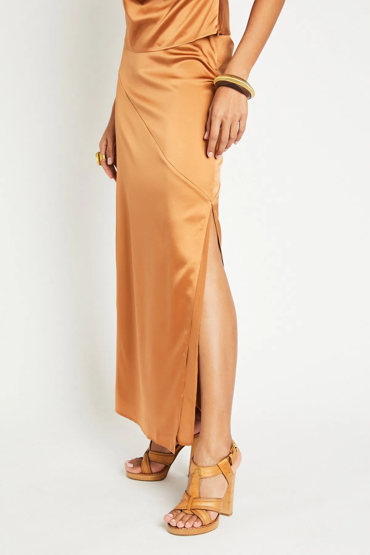   Beryll Naomi Silk Skirt | Copper