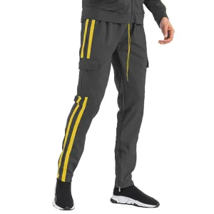 Black & Yellow Two-Stripe Cargo Track Pants