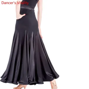 Black Ballroom Dance Long Skirt For Women