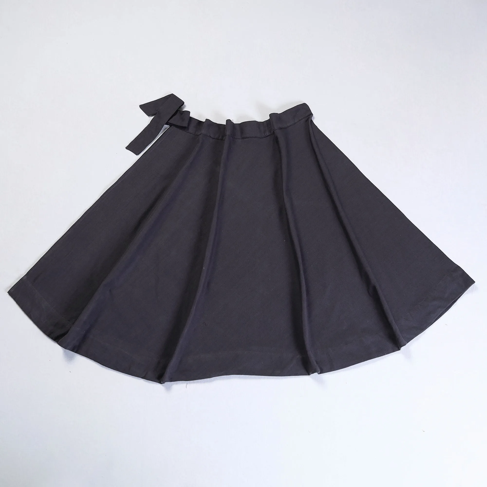 Black - Plain Handloom Jhiri Cotton Wrap Around Skirt