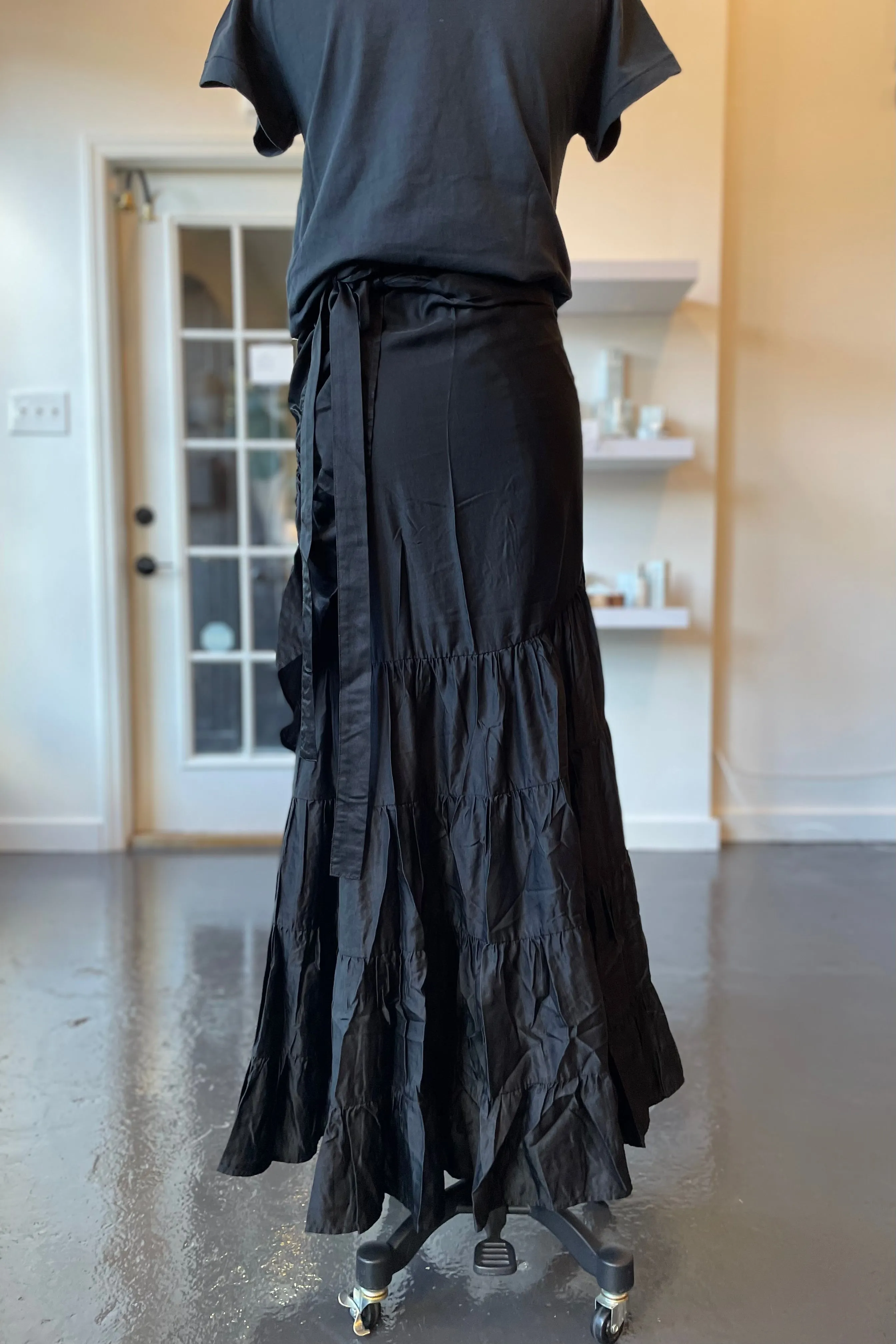 Black Silk Flamenco Skirt