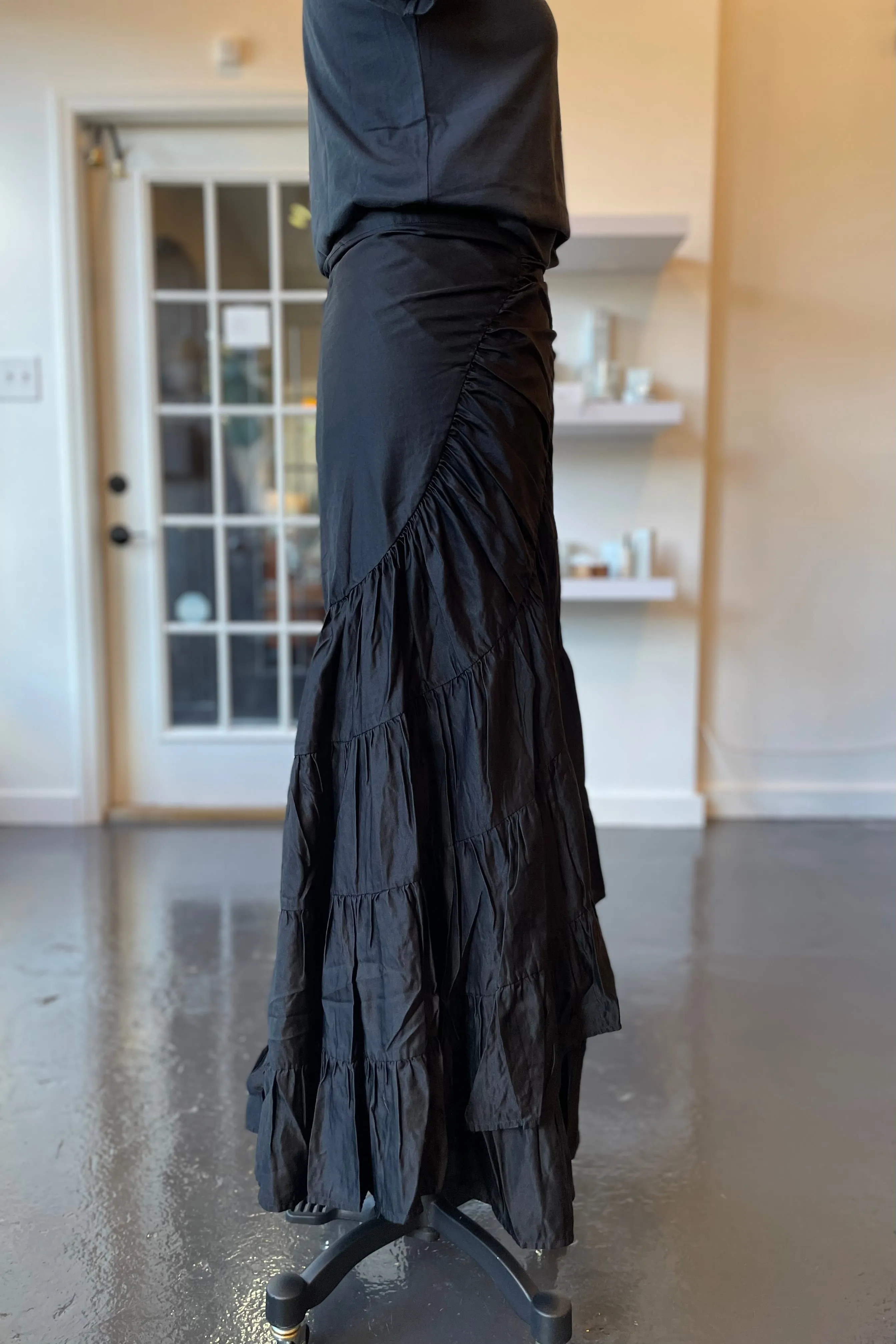 Black Silk Flamenco Skirt