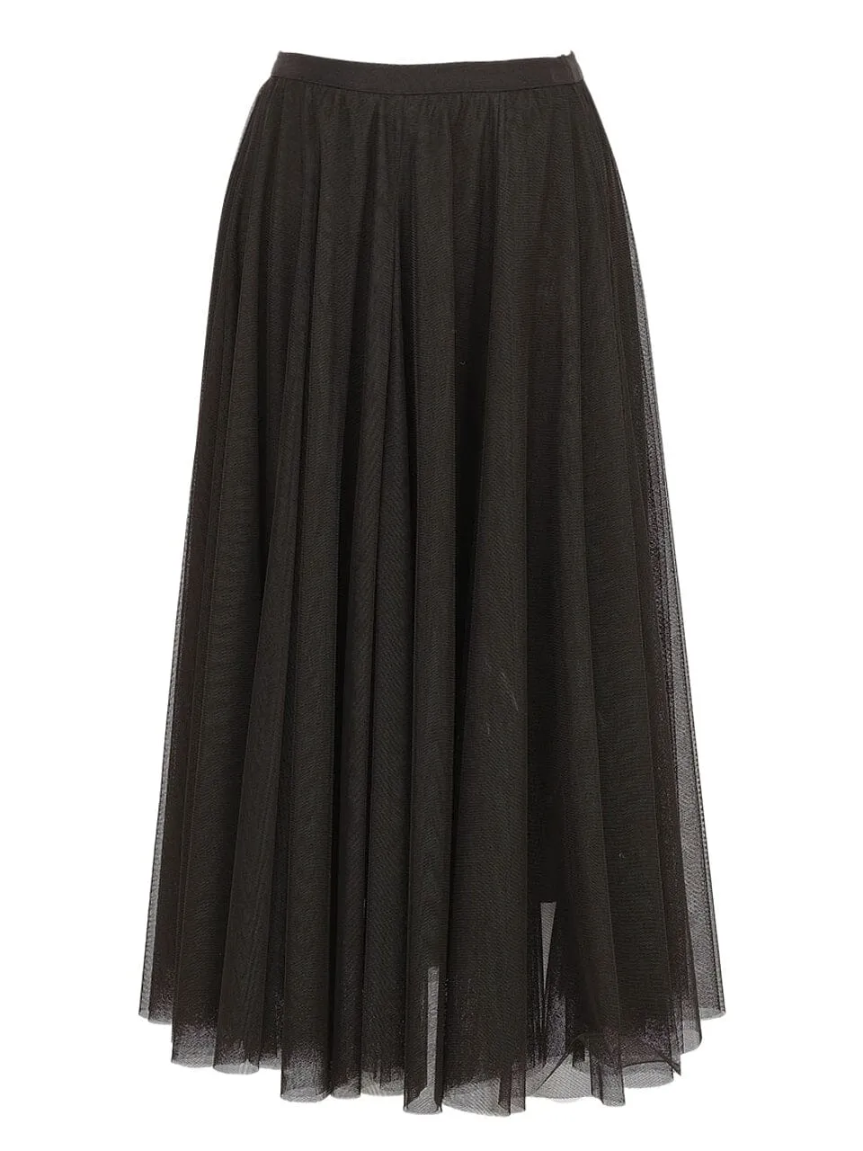 BLACK TULLE SHEER ELASTIC WAIST SKIRT