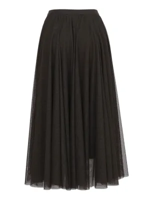 BLACK TULLE SHEER ELASTIC WAIST SKIRT