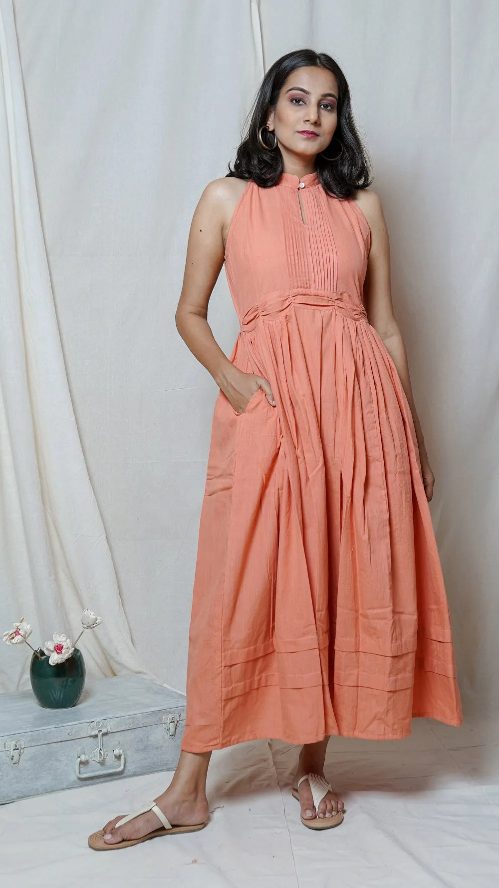 Blush key hole maxi dress