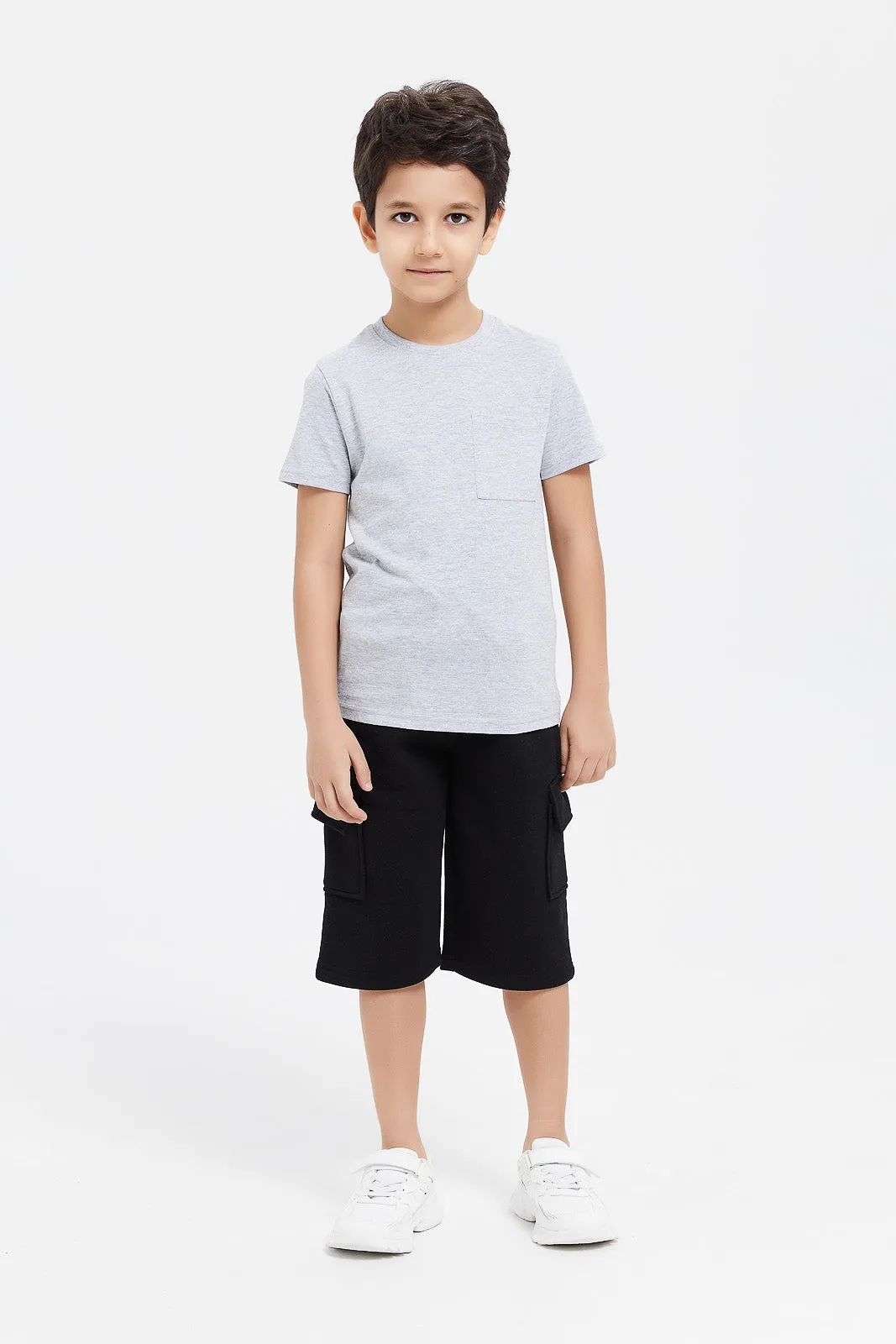 Boys Black Cargo Shorts