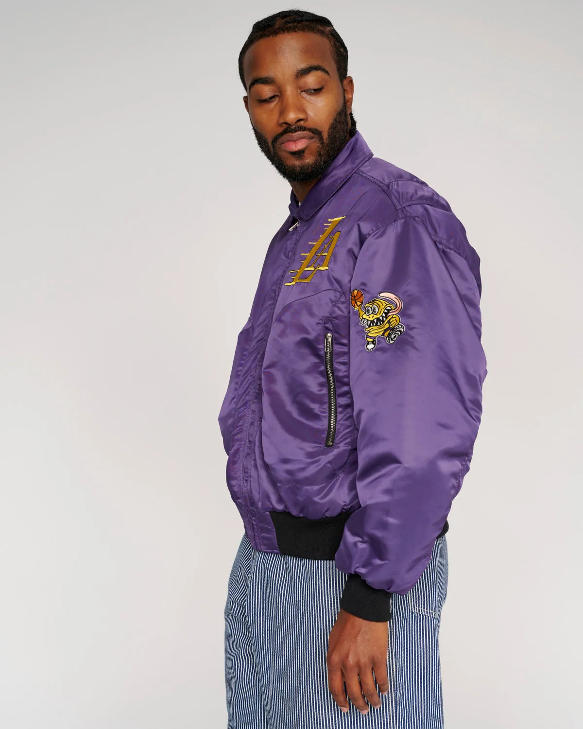 Brain Dead x NBA Los Angeles Lakers Flight Jacket - Purple