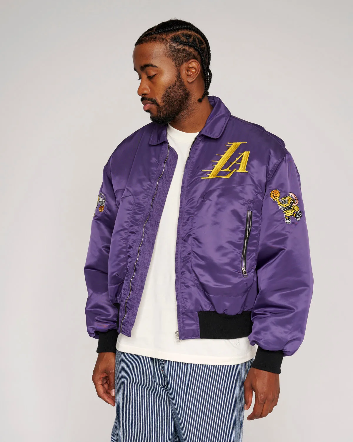 Brain Dead x NBA Los Angeles Lakers Flight Jacket - Purple