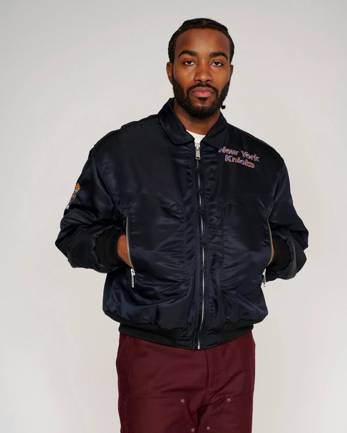 Brain Dead x NBA New York Knicks Flight Jacket - Black