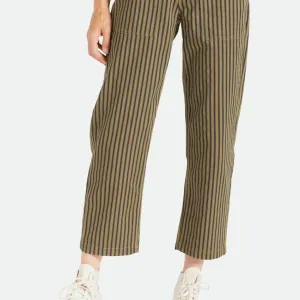 BRIXTON WOMENS VANCOUVER PANT MILITARY OLIVE STRIPE