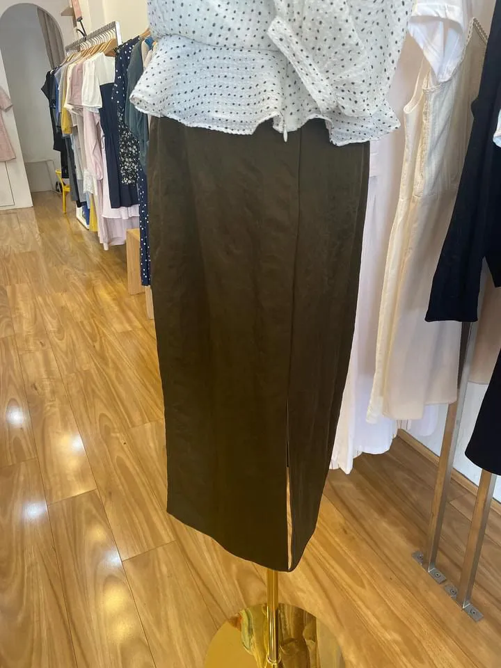 Brown slit long skirt