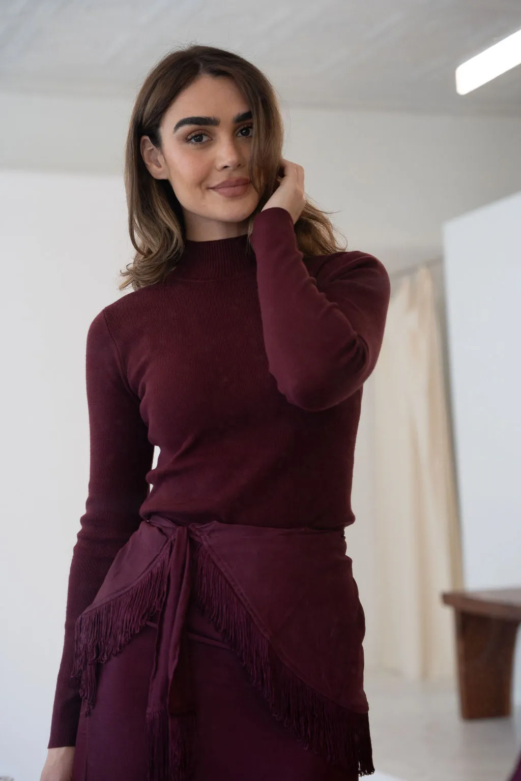 Burgundy Knit Top