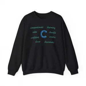 C Alphabet Sweatshirt, Alphabet Initial "C" Unisex Heavy Blend™ Crewneck Optimistic, Motivational, Mental Health Sweatshirt, Self-affirming Sweatshirt