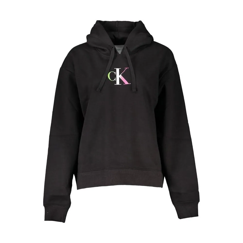 Calvin Klein Chic Black Hooded Sweatshirt with Fleece Interior