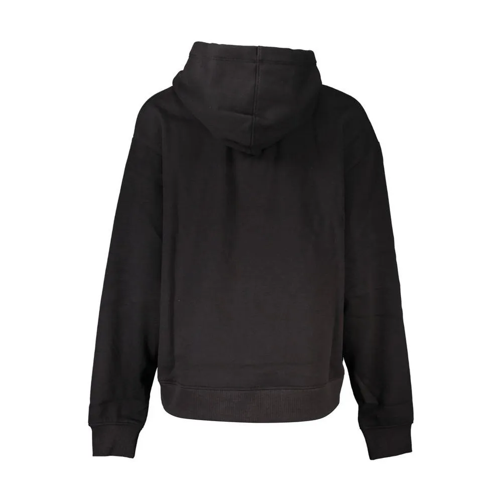 Calvin Klein Chic Black Hooded Sweatshirt with Fleece Interior