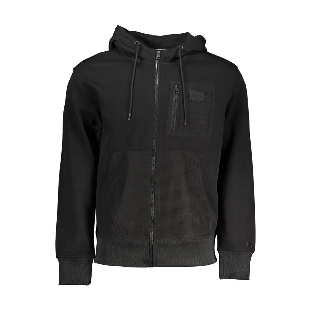 Calvin Klein Sleek Hooded Zip Sweatshirt with Contrasting Details