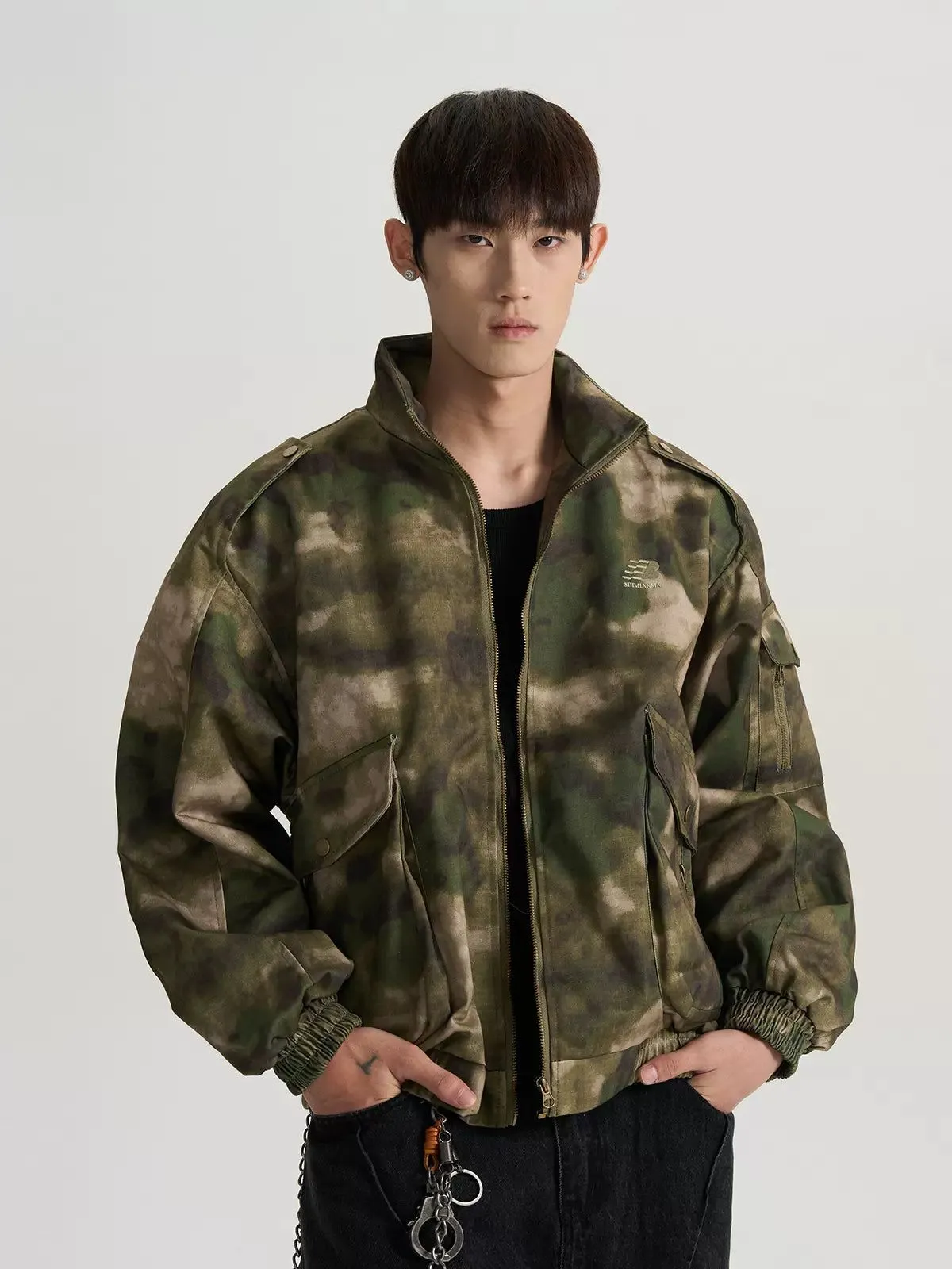 Camouflage Multi-Pocket Short Jacket