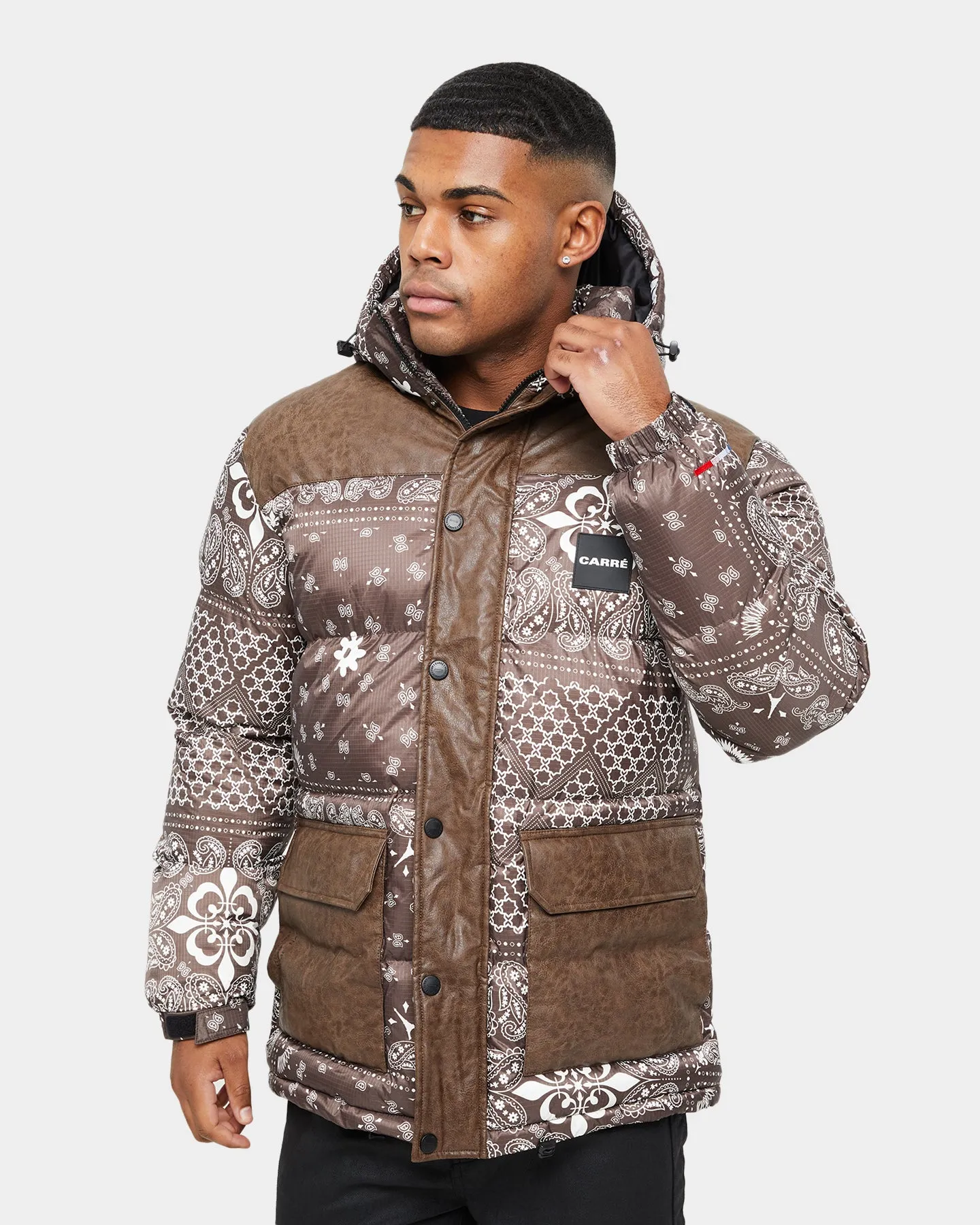 Carre Bandana Ultra Roadman Puffer Jacket Dark Brown