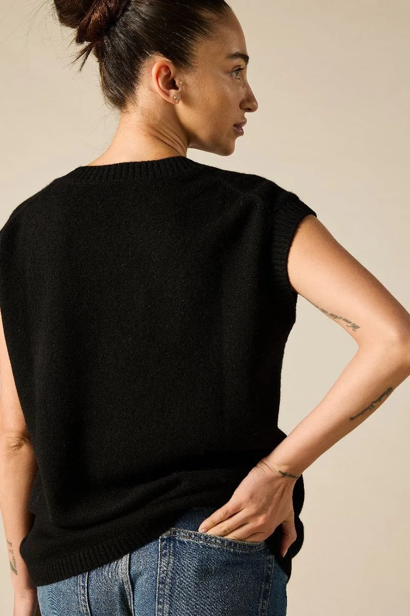 Cashmere Greta Vest in Black