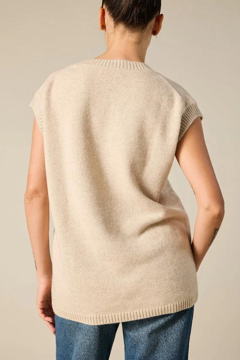 Cashmere Greta Vest in Pale Marle Beige