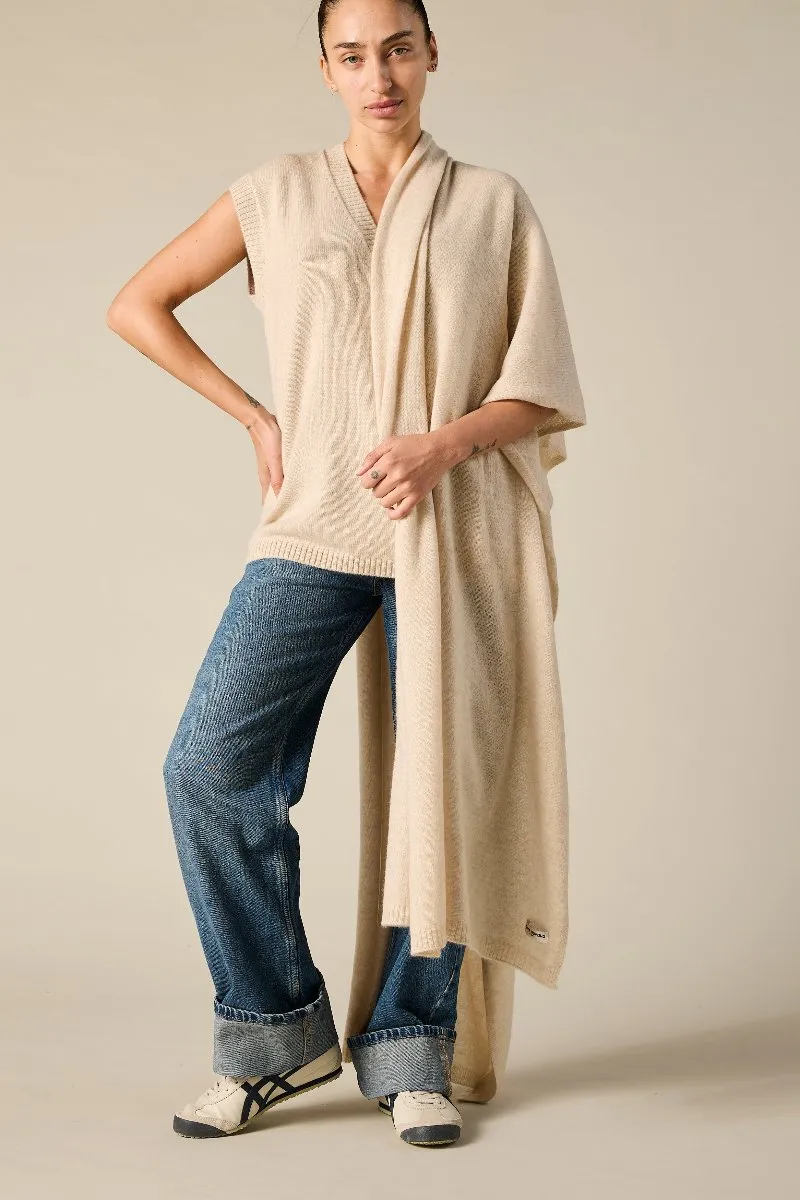 Cashmere Greta Vest in Pale Marle Beige